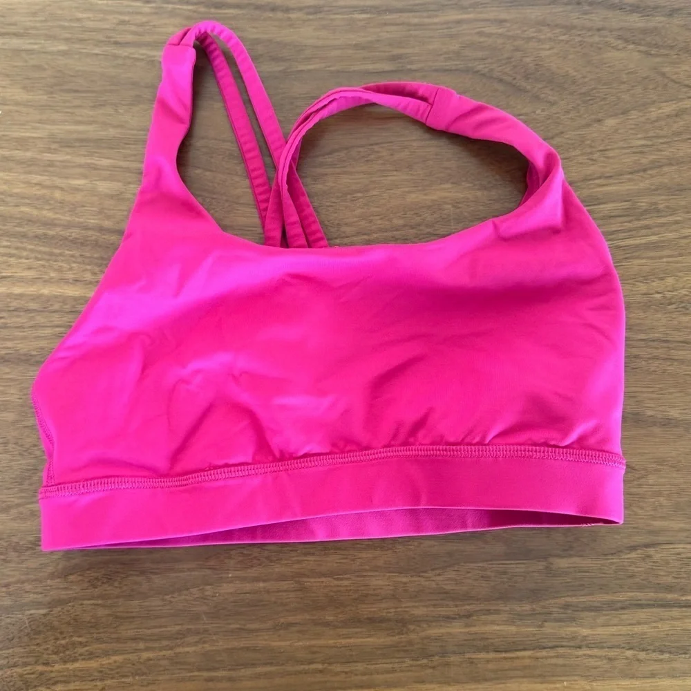 LULULEMON Energy Bra Size 6 Calypso Pink Medium Support B/C VEUC